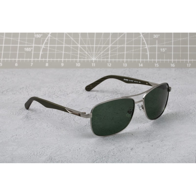 CAT 8023 Men's Polarized Pilot Sunglasses, Matte Silver, 60 mm