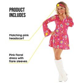 Morph, Hippie Costume Women, Disco Costume Women, 70s Costumes For Women, 60s Costume Women, 70s Fancy Dress Women X-Large