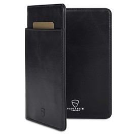 Vaultskin Kensington Passport and Vaccine Card Holder for Travel with RFID Blocking, Leather Card Case Cover for Men and Women (Black)