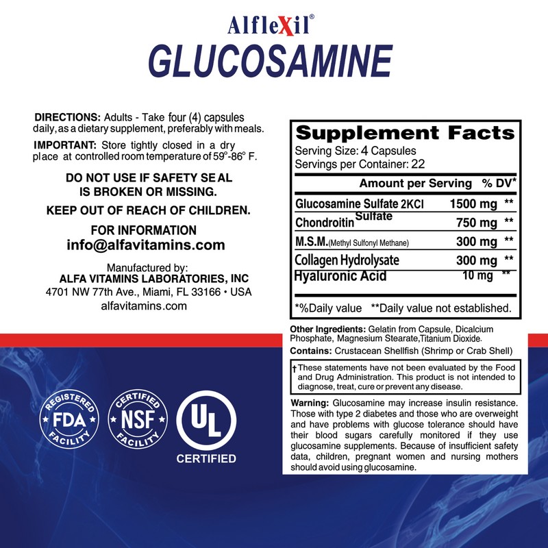 ALFLEXIL® 90 capsules Glucosamine. Chondroitin. MSM. Collagen. Bone. Joint. Knee