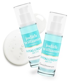 Judith Williams Cosmetics Hyaluron Aktiv Feuchtigkeitsserum Set 2 tlg, Vegane Anti-Aging Pflege mit 2% Hyaluronsäure gegen Falten & trockene Haut, 60 ml