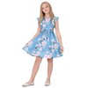 Quedoris Girls Ruffle Trim Sleeveless Belted Dress with Zipper Blue