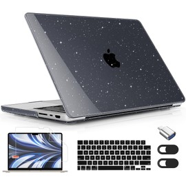 Lepeoac for MacBook Pro 16 inch Case 2021 2022 2023 2024 Release A3186 A3403 M4 A2991 M3 A2780 M2 A2485 M1 Pro/Max, Hard Shell Case with Screen Protector & Keyboard Cover, Sparkle Black