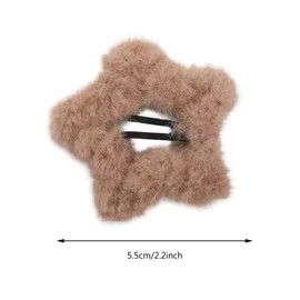 AdOvz 4 Pcs Fluffy Star Hair Clips, Fuzzy Soft Anti-slip Hair Decor,Portable Sweet Style Pentagram Bangs Clips Hair Styling for Girls Women Hair Clips Accessories