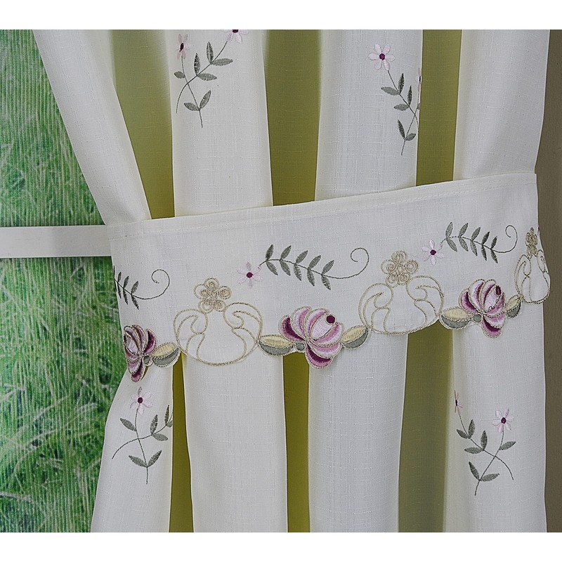 Today's Curtain Verona Reverse Embroidery Panel Pair and Tiebacks, 63",