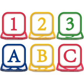 Naozinebi 48 Pcs Friend Street Party Decoration ABC and 123 Alphabet Paper Plates First Day of School Party Supplies Inspire Story Birthday Decor for Celebration Back to School Birthday Decoration