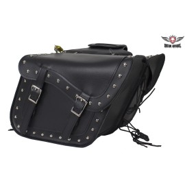 Dream Apparel PVC Black Concealed Carry Motorcycle Touring Biker Saddlebag with Studs