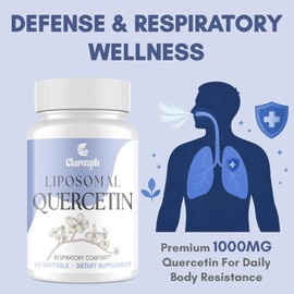 Clarusph Liposomal Quercetin | Immune* Support Supplement for Respiratory & Seasonal Allergy | Quercetin with Bromelain 1000mg - Blend with Vitamin C & Zinc | Bioflavonoids, 60 Softgels