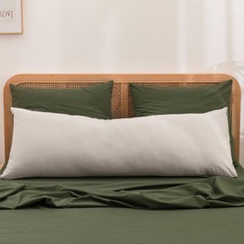 BESTOUCH 100% Washed Cotton Pillowcase for Hair and Skin Linen Feel Soft Comfortable Breathable 1 Pcs Pillow Case with Envelope Closure Solid Linen Grey Body 20x54 Inches