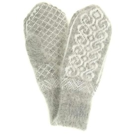 Tourmania Women's Winter Warm Mittens Knitted of Natural Wool (Light Grey)