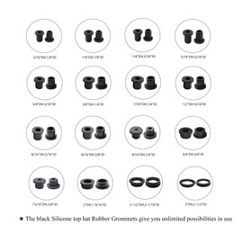 5 pcs 2" Drill Hole，1-9/16"ID Black Silicone Top hat Rubber Grommets for Wiring，Automotive，Firewall，Hole Plug，Desk，Screw，Water and Gas Pipe，Drain，House Siding，Cable Bushing，Glass，Wire Plug