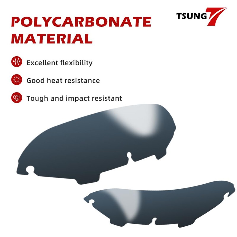 TSUNG 4.5" Smoke Round Windshield Batwing Windscreen Fit for 1996-2013