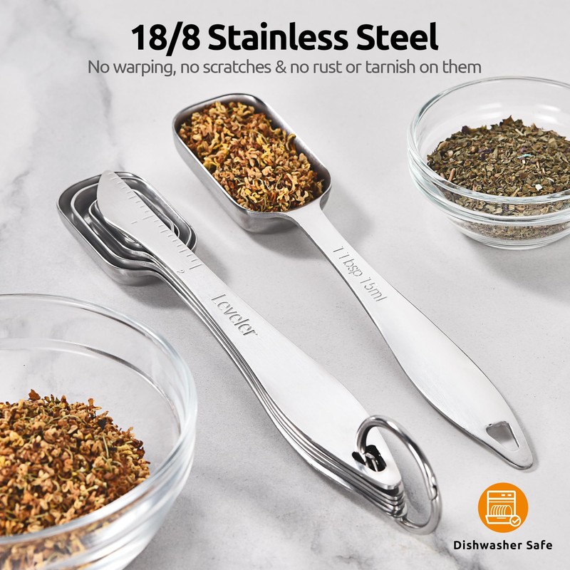 U-Taste 18/8 Stainless Steel Rectangular Measuring Spoons: Narrow Square Measure