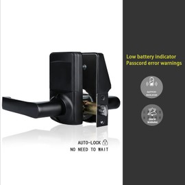 Keyless Entry Door Lock with Handle - IC Card and Anti-peep Password - Easy Installation for Home, Hotel - Matte Black