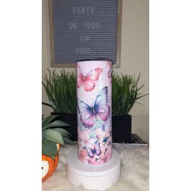 Unbranded Purple and Pink Butterflies 20Oz Tumbler w/Lid & Straw