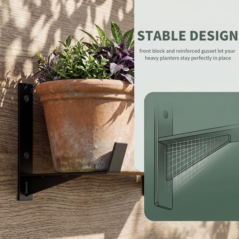 Thrivinest Window Box Brackets, 6 inch Flower Planter Box Brackets,