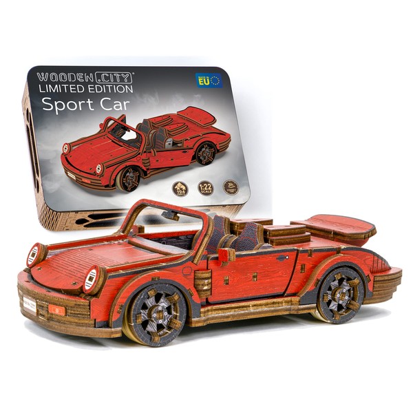 WOODEN.CITY Sport Car Model Kit 3D Wooden Puzzles for Adults - Model Car Kits to Build for Adults 3D Puzzles - Car Puzzle Models for Adults to Build - Car Building Kits for Adults 194 Parts