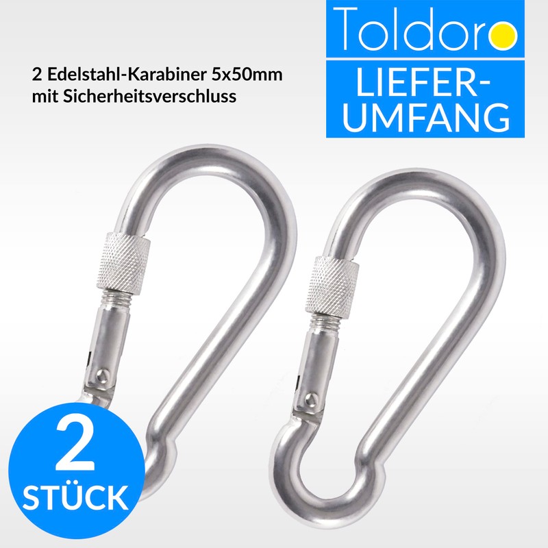 Toldoro® Niro AISI 316 V4A Stainless Steel Carabiner with Screw