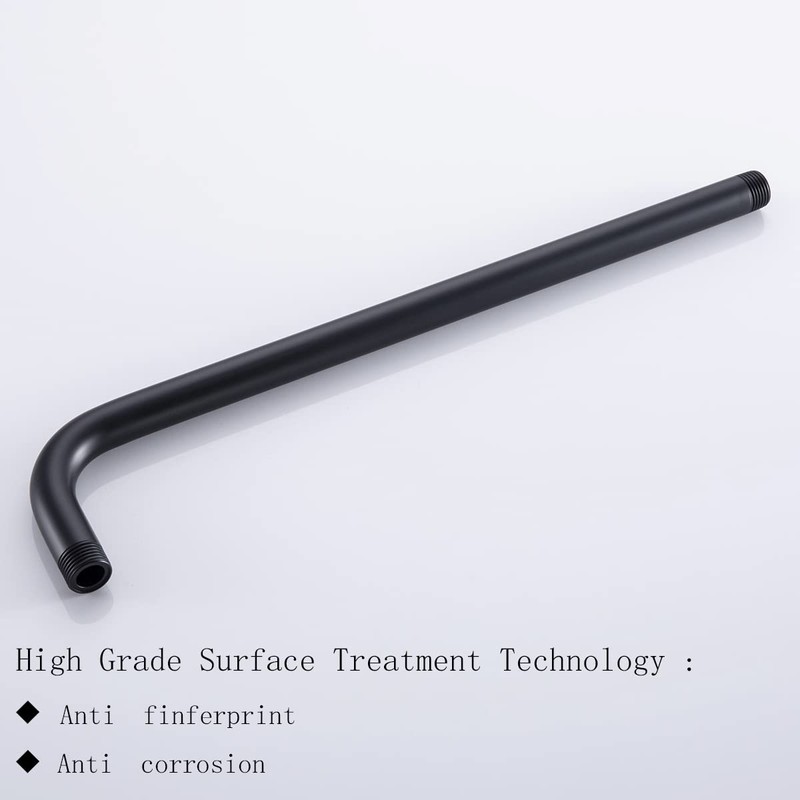 SEABEFORE 16" long sweep shower arm Wall Mounted Black shower