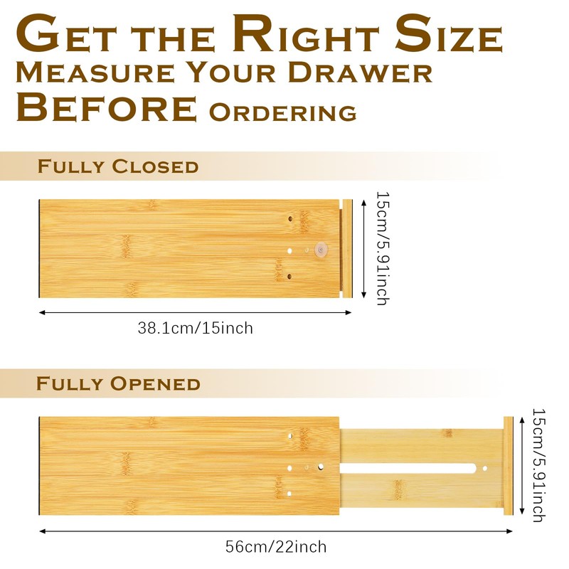 DoubleFill 4 Pcs 6 Inch High Drawer Dividers 15"-22" Adjustable