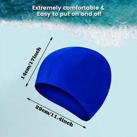 2 Pcs Swimming Caps for Kids Girls Boys and Adult Teenager,Comfortable Light Swimming Caps,Super Stretch No Pull Hair Swim Hats for Long and Short Hair (Royal blue/Red)