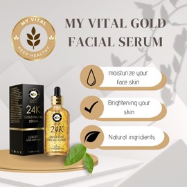 24K Gold Face Essence, Hyaluronic Acid Serum, Anti-Ageing & Wrinkle Moisturising Firming Facial Serum