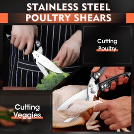 Dream Reach Kitchen Poultry Shears - Heavy Duty Detachable Cooking Scissors for Cutting Chicken, Meat Kitchen Black Food Scissors with Serrated Edge Thanksgiving