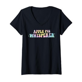 Womens Apple Pie Whisperer Funny Apple Pie Lover Groovy Tie Dye V-Neck T-Shirt