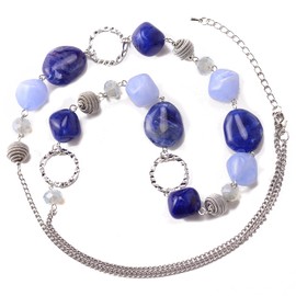 Silver Pearl Long Chain for Women, Boho Statement Chain Necklace, Fashion Jewellery Birthday Gifts for Women, Crystal Pearl Resin