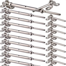 Saiksa Cable Railing Hardware Kit, for 1/8" Cable Railing System of Wood Post, Adjustable Angle Swage Turnbuckle Tensioner 10 Pairs