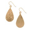Small Damask Embossed Bronze Long Teardrop Earrings