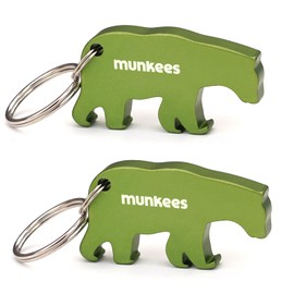 munkees Little Bear Bottle Opener Keychain 2 Pack Aluminium Key Beer Opener, Outdoor Travel Accessories Green