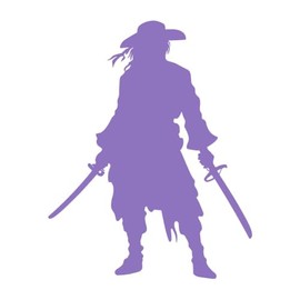 Pirate Sihlouette with Two Swords 12 inch Lavender Indoor Outdoor Vinyl Decal