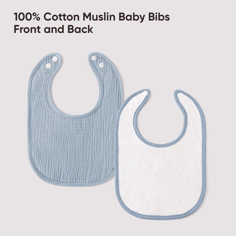 Bearmoss Muslin Baby Drooling Bibs 8 Pack, 100% Cotton Square
