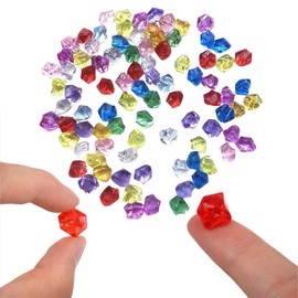 Omeblos 100 Pcs Small Acrylic Ice Rock Gems,Acrylic Diamond Gems Jewels Pirate Gems Set,Gemstones for Kids,for Party Supplies Costume Stage Props Vase Fillers Wedding Decorations,Crafts & Events 14mm
