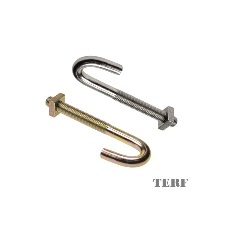 TERF® M8 X 200mm J Hook Bolts Zinc Yellow Plated