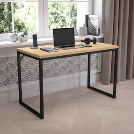 Flash Furniture Tiverton Industrial Modern Desk - Commercial Grade Office Computer Desk and Home Office Desk - 47" Long (Maple/Black)