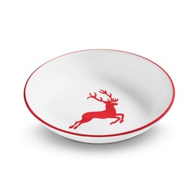 GMUNDNER KERAMIK Soup Plate Diameter 20cm Ruby Red Stag Handmade Austrian Ceramic