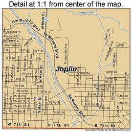 Large Street & Road Map of Joplin, Missouri MO - Printed poster size wall atlas of your home town