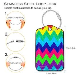 Gowraps Luggage Tags for Suitcases-Colorful Luggage Tag 4 Pack with Loops Cute Bag/Backpack/Suitcase Tags Bulk Travel Essentials for Flying