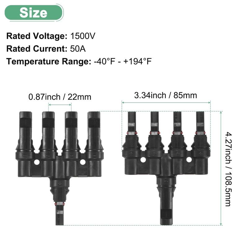 M METERXITY 1-Pair Solar Panel Connector 4 to 1 T