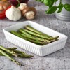 Rectangular Roasting Dish 17.5x5.5x11.5cm White Ribbed Ceramic 18cm Oven Baking