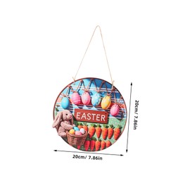 Operitacx Easter Bunny Round Sign Home Decor Rustic Door Ornament Wooden Wall Hanging Spring Festival Decoration