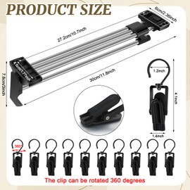 Blulu Hat Hangers for Closet Retractable Hat Rack for Baseball Caps Holder Hat Storage Display with 10 Storage Clips Hat Hangers for Closet Winter Beanie Accessories Men Women Gift