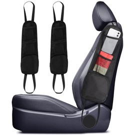 Qaestuan Pack of 2 Car Organiser, Car Storage Bag with Multiple Pockets, Car Organiser Foldable, Multifunctional Car Seat Hanging Bag, Generic Car Seat Side Organiser