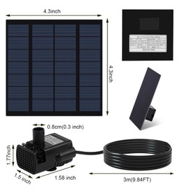 Solar Water Fountain for Bird Bath with Seperate Solar Panel 1.8W,Solar Fountain Pump for Pond,Water Feature Solar Water Pump