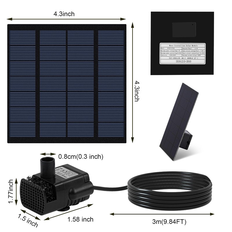 Solar Water Fountain for Bird Bath with Seperate Solar Panel