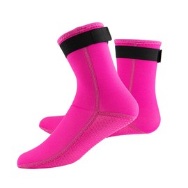 YDQUANI 3 mm Neoprene Wetsuit Socks Thermal Non-Slip Diving Socks Boots for Men Women Snorkelling Swimming Surfing, Hot pink