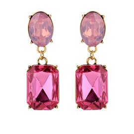 Bohemian Stud Earrings Women Wedding Jewelry Boho Statement Rhinestone Earrings Light Green (L-Pink)