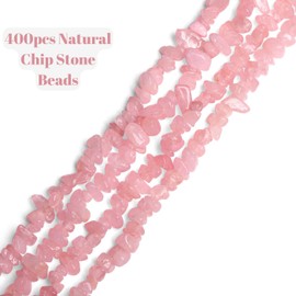 XIANNVXI Rose Quartz Beads 400 Pcs Pink Stone Beads for Jewelry Making Quartz Crystal Beads Irregular Gemstones Loose Rocks Drilled DIY for Bracelet Necklace Crafting 5-8 mm